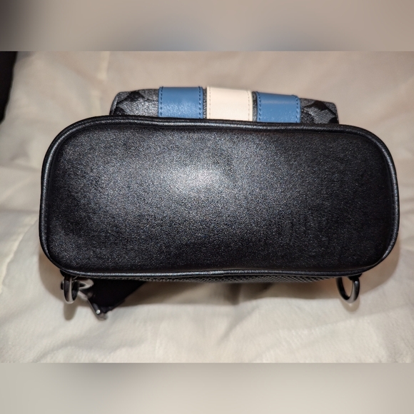 Coach West Pack In Signature Coated Canvas With Varsity Stripe Charcoal EUC - Picture 6 of 15